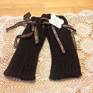 Boot Cuffs, knit with tie top, 8" total length